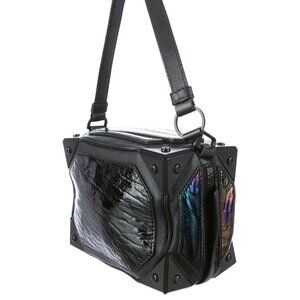 Alexander Wang Jade Box Clutch Black Holographic Oil Spill Lamb Leather Purse